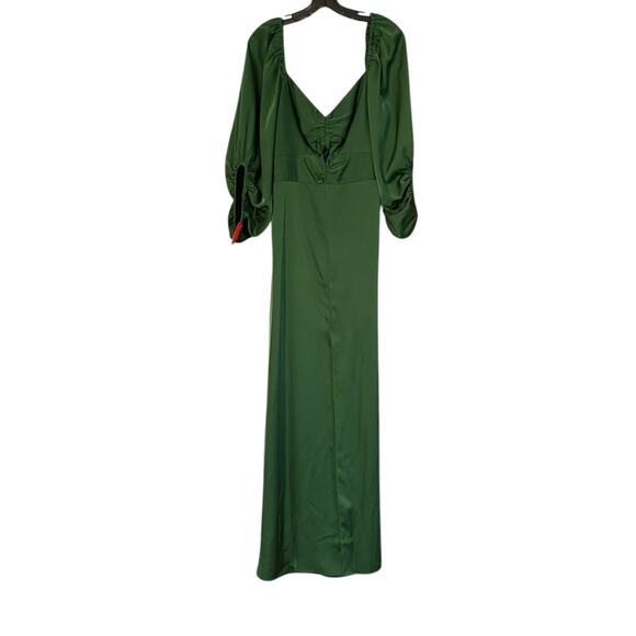 Sachin + Babi Emerald Green Size 10 Angelina Cutout Balloon Sleeve Gown NWT - Picture 5 of 11